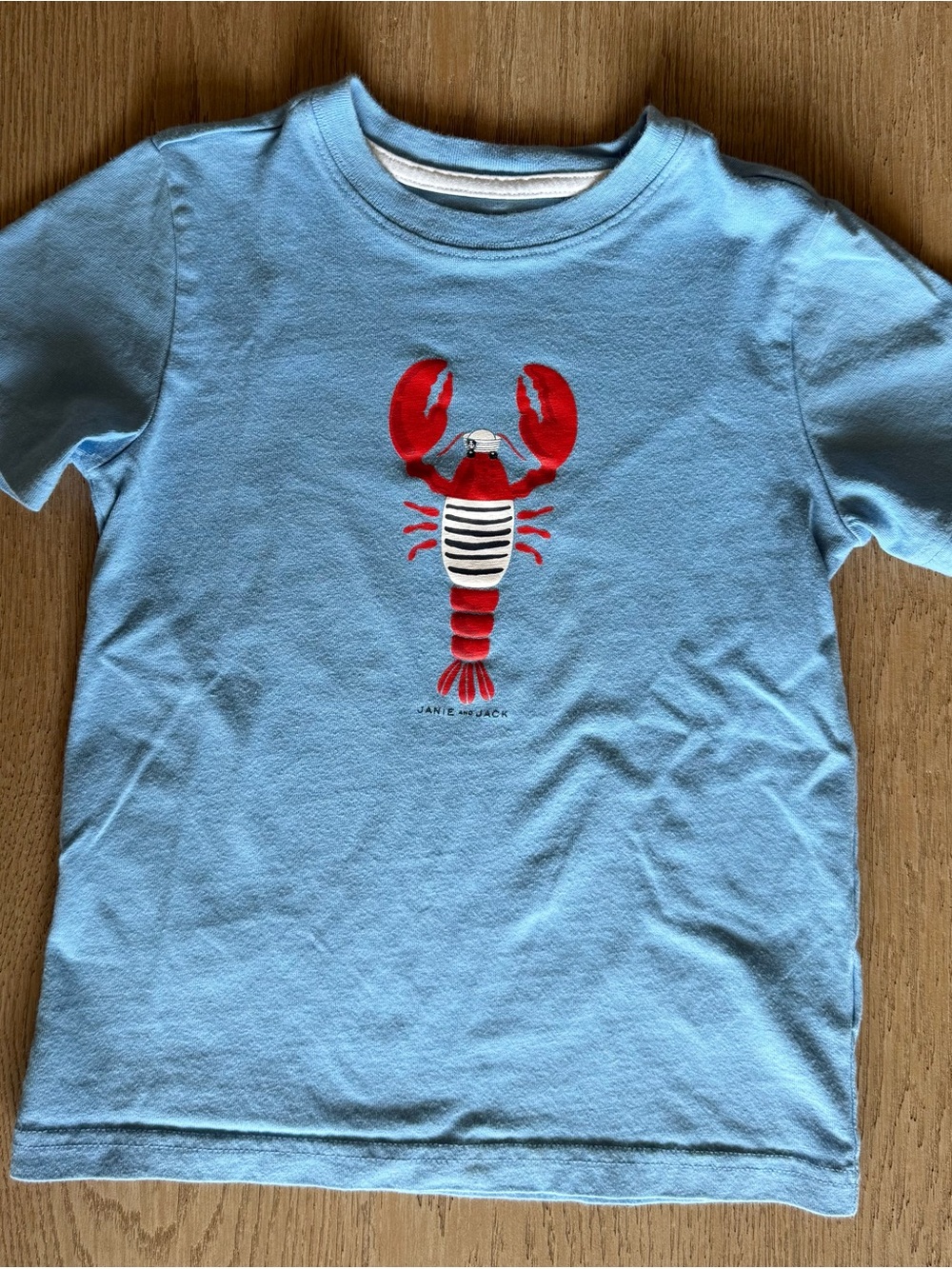 Janie and Jack Boys Sz 5 Light Blue Tee with Red Nautical Lobster Graphic